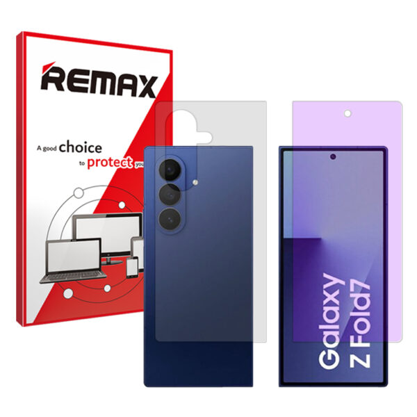 گلس سامسونگ Galaxy Z Fold7 مدل هیدروژلی آنتی پرپل به همراه محافظ پشت برند ریمکس کد SS