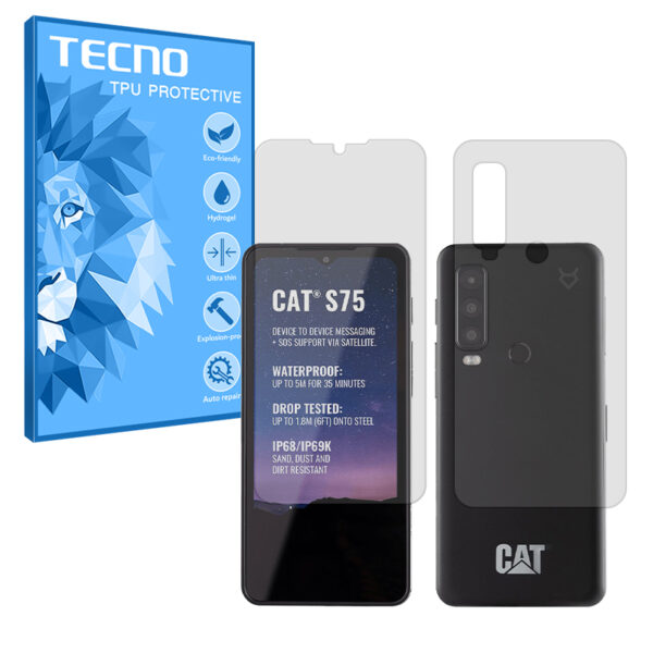 گلس صفحه نمایش و پشت گوشی کاترپیلار S75 مدل هیدروژلی شفاف برند تکنو کد SS