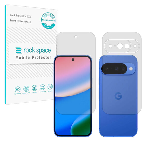 گلس صفحه نمایش و پشت گوشی گوگل Pixel 10 مدل نانو هیدروژل شفاف برند راک اسپیس کد SS