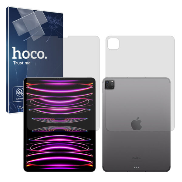 گلس صفحه نمایش و پشت تبلت اپل iPad Pro 12.9 (2022) مدل شفاف برند هوکو کد XLXL