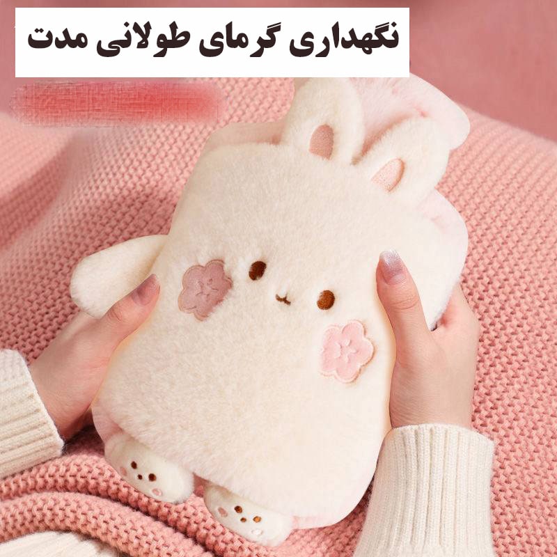 کیسه آبگرم روکش دار بنکس مدل T5577 طرح خرگوش صورتی ظرفیت 1 لیتر