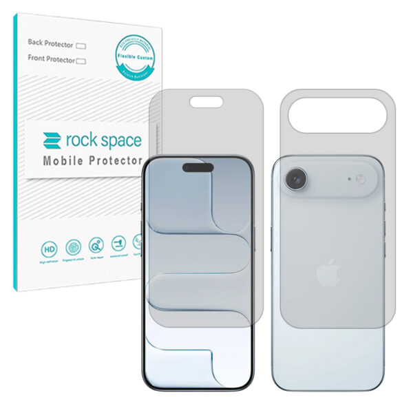 گلس صفحه نمایش و پشت گوشی اپل iPhone 17 Air مدل نانو هیدروژل مات برند راک اسپیس کد SS