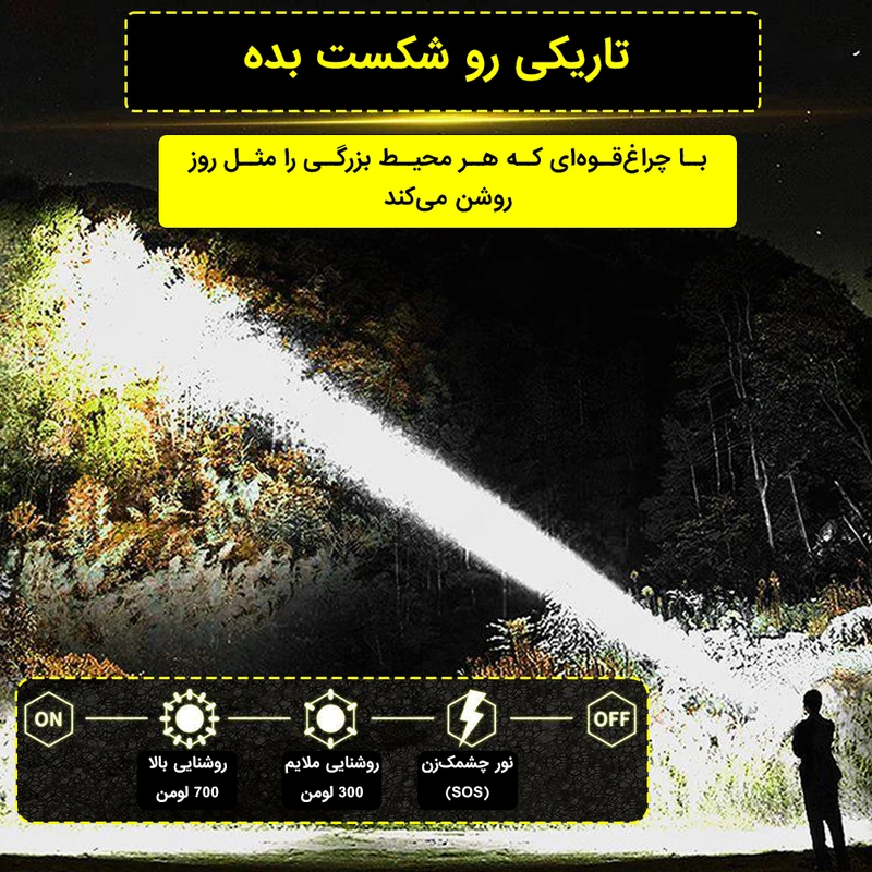 چراغ قوه دستی استرانگ مدل T108 با نور مهتابی