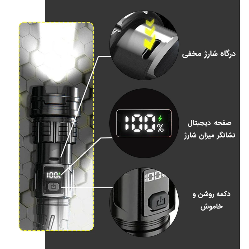 چراغ قوه دستی استرانگ مدل T108 با نور مهتابی