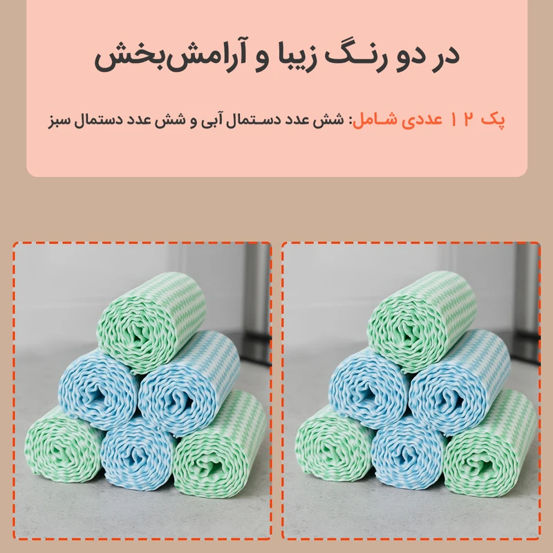دستمال نظافت خانه و آشپزخانه حوله‌ای، میکروفایبر دکین مدل Towel بسته 12 عددی