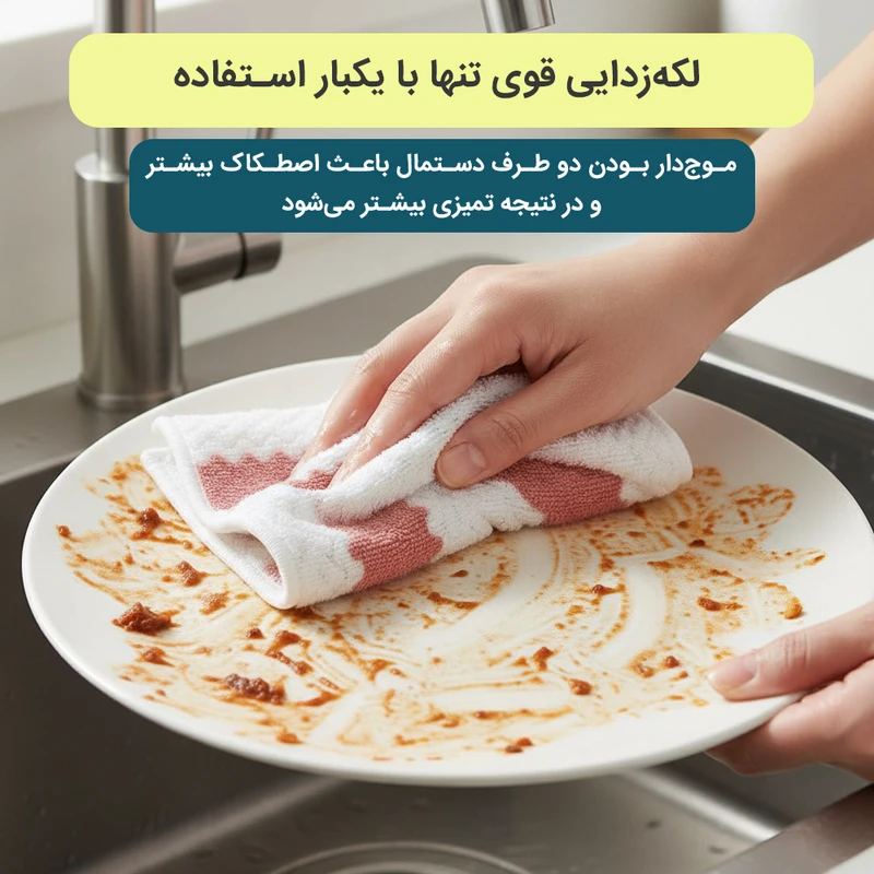 دستمال نظافت خانه و آشپزخانه حوله‌ای، میکروفایبر دکین مدل 1 cleaning wipes بسته 12 عددی