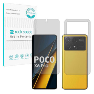 گلس صفحه نمایش و پشت گوشی شیائومی Poco X6 Pro مدل نانو هیدروژل مات برند راک اسپیس کد SS