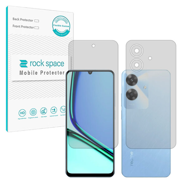 گلس صفحه نمایش و پشت گوشی ریلمی Note 60 مدل نانو هیدروژل مات برند راک اسپیس کد SS