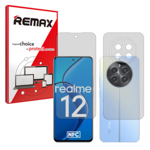 گلس صفحه نمایش و پشت گوشی ریلمی Realme 12 4G مدل هیدروژلی شفاف برند ریمکس کد SS