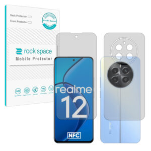 گلس صفحه نمایش و پشت گوشی ریلمی Realme 12 4G مدل نانو هیدروژل مات برند راک اسپیس کد SS