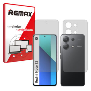 گلس صفحه نمایش و پشت گوشی شیائومی Redmi Note 13 4G مدل هیدروژلی مات برند ریمکس کد SS