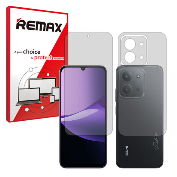گلس صفحه نمایش و پشت گوشی شیائومی Redmi 15C 5G مدل هیدروژلی مات برند ریمکس کد SS