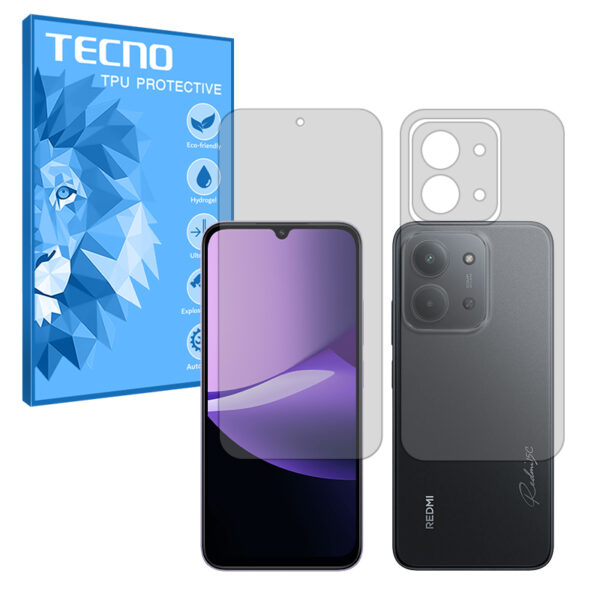 گلس صفحه نمایش و پشت گوشی شیائومی Redmi 15C 5G مدل هیدروژلی شفاف برند تکنو کد SS