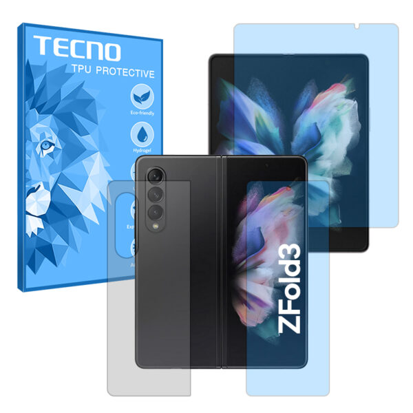 گلس صفحه نمایش و پشت گوشی سامسونگ Galaxy Z Fold3 مدل هیدروژلی آنتی بلو برند تکنو کد LSS
