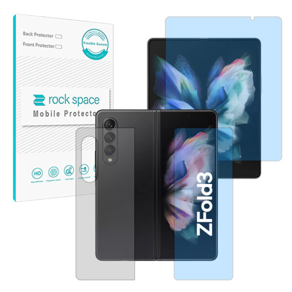 گلس صفحه نمایش و پشت گوشی سامسونگ Galaxy Z Fold3 مدل نانو هیدروژل آنتی بلو برند راک اسپیس کد LSS