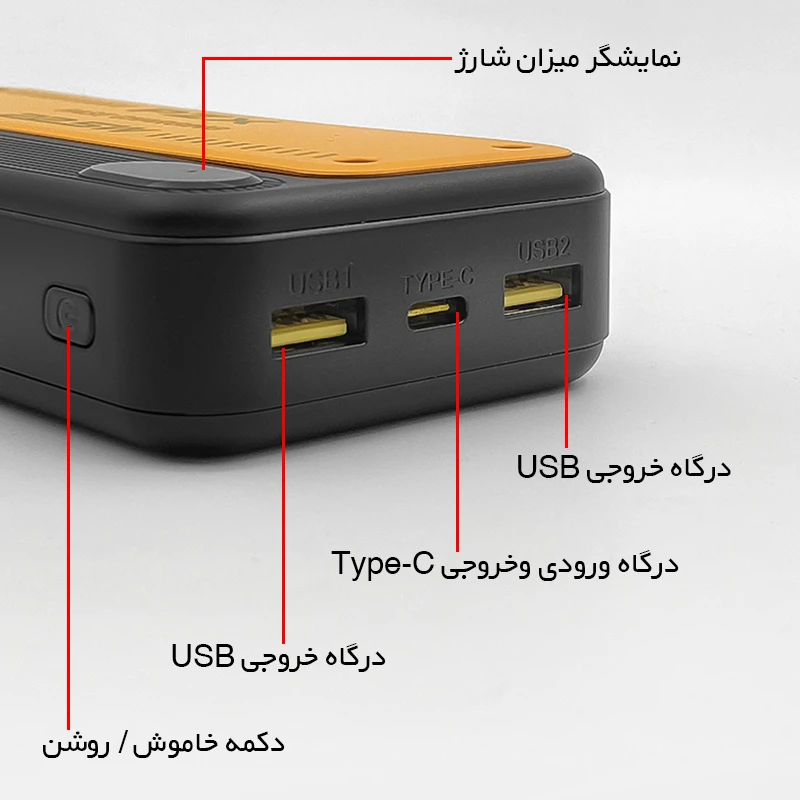 پاوربانک پی زد ایکس مدل V76 ظرفیت 20000 میلی آمپر ساعت