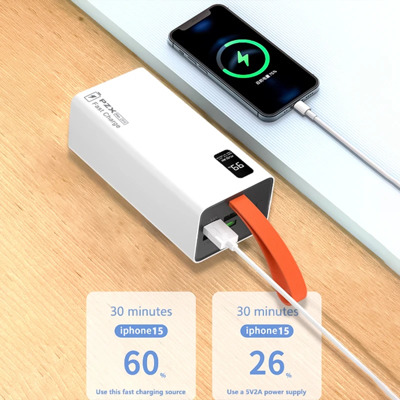 پاوربانک پی زد ایکس مدل V78 Fast Charge 22.5W ظرفیت 40000 میلی آمپر ساعت