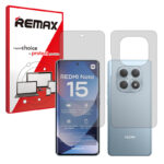 گلس صفحه نمایش و پشت گوشی شیائومی Redmi Note 15 4G مدل هیدروژلی شفاف برند ریمکس کد SS