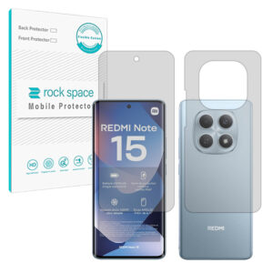 گلس صفحه نمایش و پشت گوشی شیائومی Redmi Note 15 4G مدل نانو هیدروژل مات برند راک اسپیس کد SS