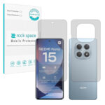 گلس صفحه نمایش و پشت گوشی شیائومی Redmi Note 15 4G مدل نانو هیدروژل شفاف برند راک اسپیس کد SS