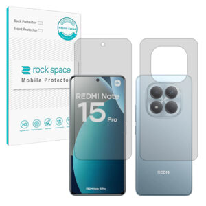 گلس صفحه نمایش و پشت گوشی شیائومی Redmi Note 15 Pro 4G مدل نانو هیدروژل شفاف برند راک اسپیس کد SS