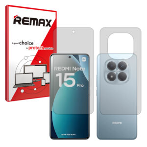 گلس صفحه نمایش و پشت گوشی شیائومی Redmi Note 15 Pro 4G مدل هیدروژلی شفاف برند ریمکس کد SS