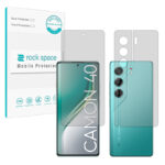 گلس صفحه نمایش و پشت گوشی تکنو Camon 40 مدل نانو هیدروژل مات برند راک اسپیس کد SS