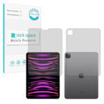 گلس صفحه نمایش و پشت تبلت اپل iPad Pro 11 (2022) مدل نانو هیدروژل شفاف برند راک اسپیس کد LL