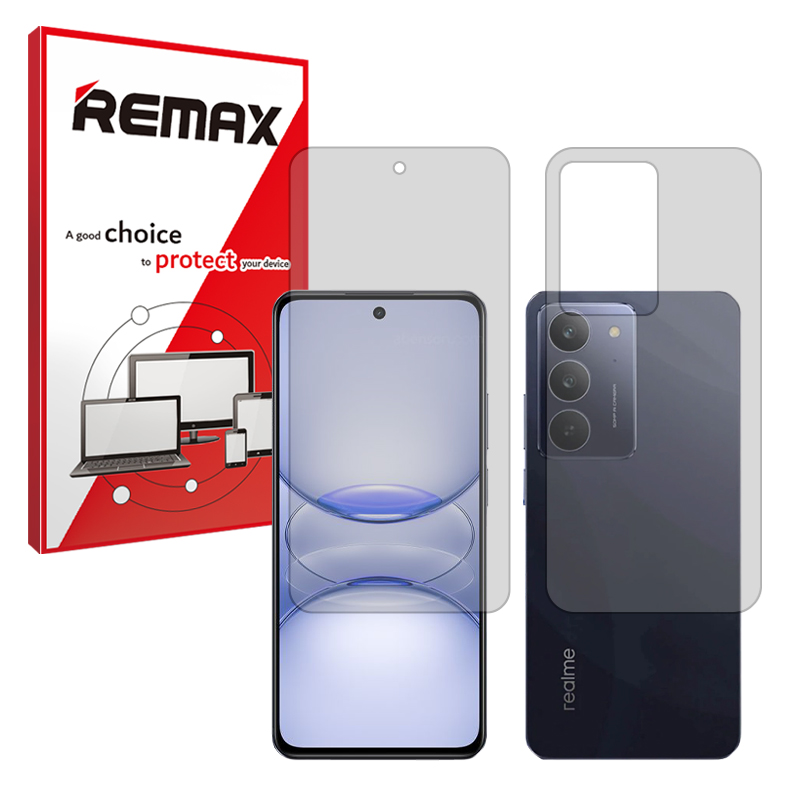 گلس صفحه نمایش و پشت گوشی ریلمی C75x مدل هیدروژلی مات برند ریمکس گلس صفحه نمایش و پشت گوشی ریلمی C75x مدل هیدروژلی مات برند ریمکس