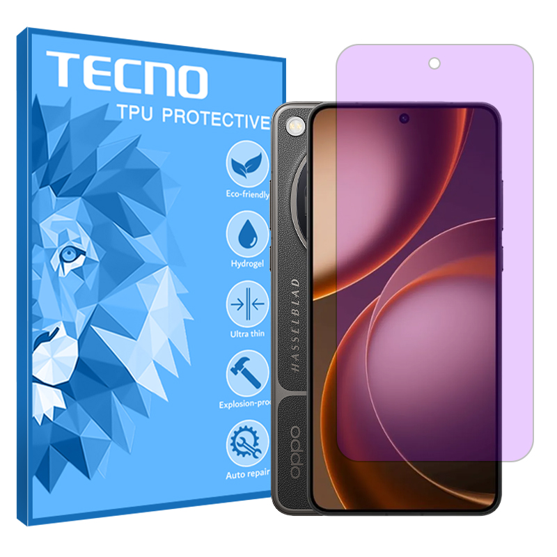 گلس اوپو Find X9 Ultra مدل هیدروژلی آنتی پرپل برند تکنو گلس اوپو Find X9 Ultra مدل هیدروژلی آنتی پرپل برند تکنو